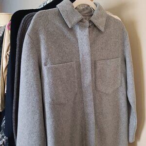 NWT Vince Women's Heather Grey Button Down Double Pocket Over Shirt